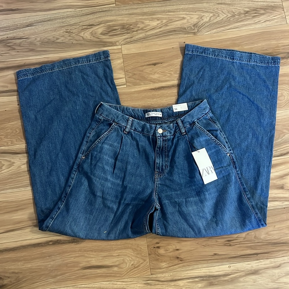ZARA Mid Rise Style Wide Leg Jeans NWT - Picture 2 of 4